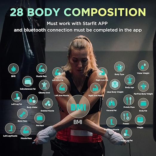 RunStar Smart Scale for Body Weight and Fat Percentage FSA&HSA Eligible, 8-Electrode Digital Bathroom Scale with BMI, Body Fat & Muscle Mass to 28 Body Composition and Printable Body Analysis Report