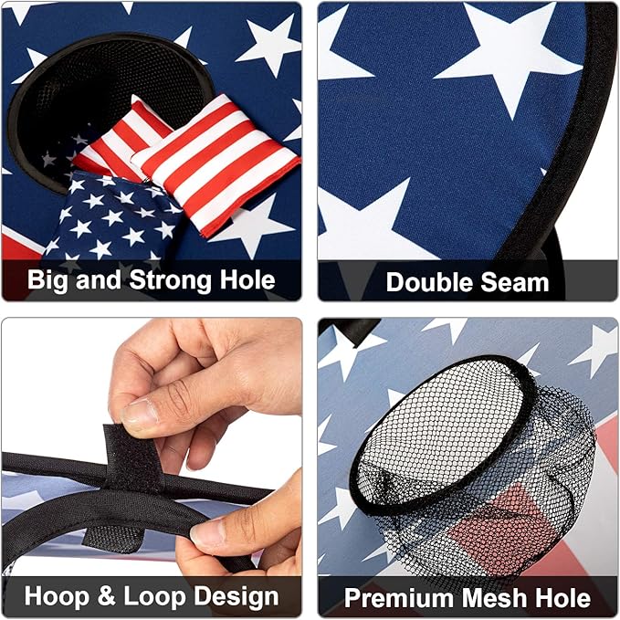 G4Free Portable Collapsible 5 Holes Cornhole Game Set with 8 Bean Bags Carrying Case Toss Game Size 3ft x 2ft for Camping Travel