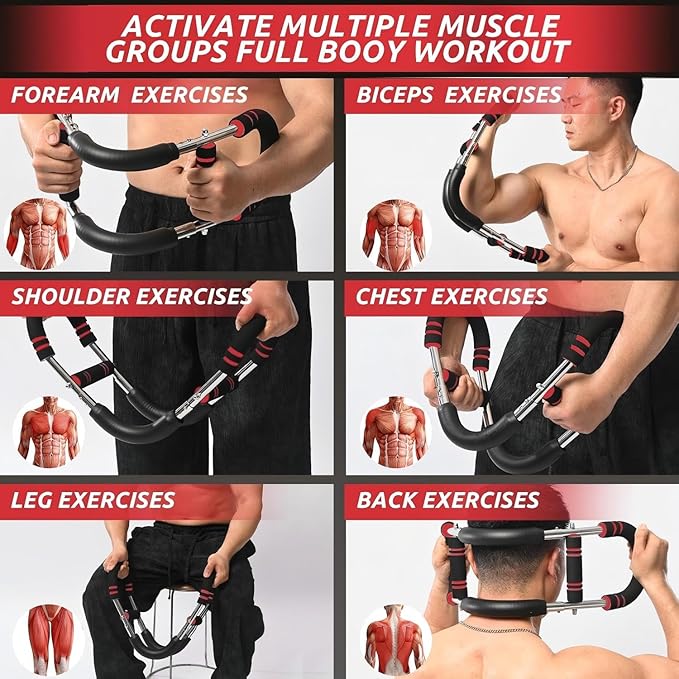 Twister Arm Trainer， Arm Shoulder Chest Workout Equipment 20-100LB Adjustable Strength Trainer Chest Trainer for Men and Women Portable Detachable Home Fitness Equipment