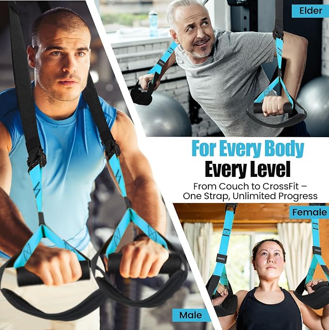 Home Suspension Training Kit with Suspension Trainer, Straps & Bands – Adjustable Full-Body Workout System for Home Gym, Yoga, Pilates, Travel | Compact Design