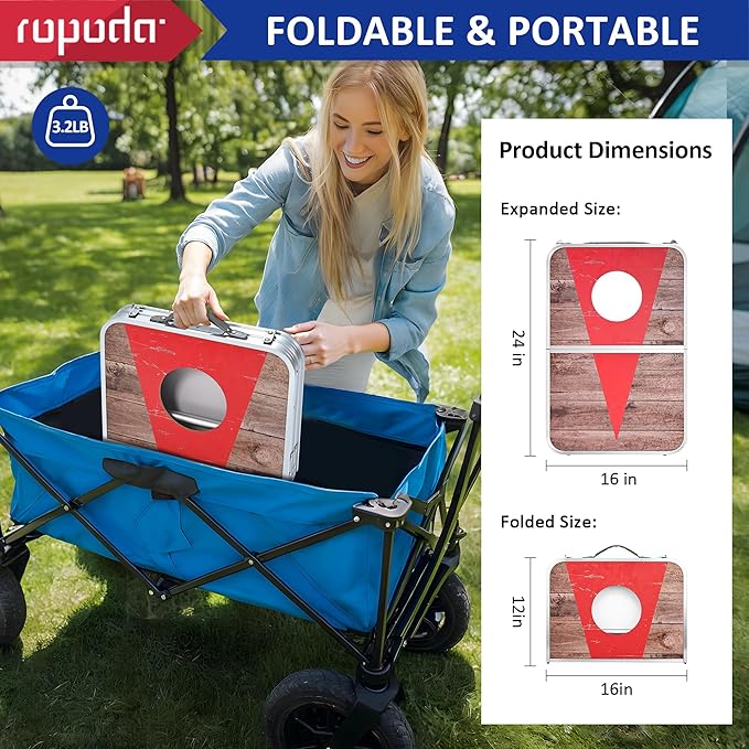 ROPODA Portable Cornhole Board Set,24 x 16 in Corn Hole Games for Adults with 8 Bean Bags, Lightweight Aluminum Alloy Edging Cornhole Set for Outdoor Games，Beach and Tailgates.