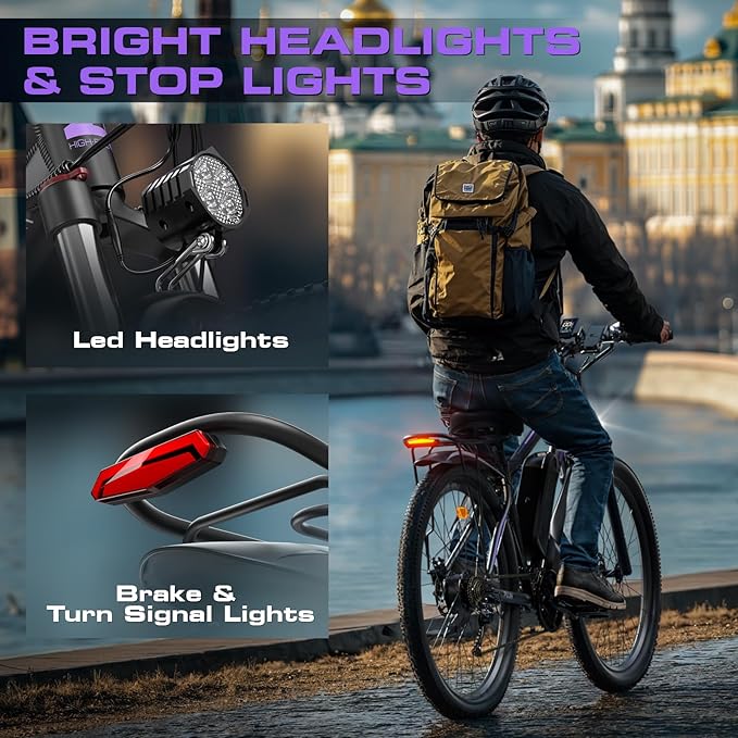 Electric Bike for Adults with Peak 1500W, 80Miles 32MPH Commuting Electric Mountain Bike, 48V 17.5Ah Removable Battery 21-Speed Disc Brakes, 29" Tires and Front Suspension