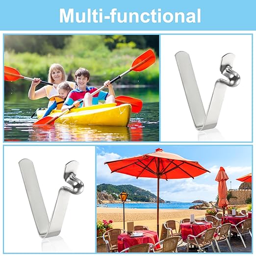 PATIKIL 7x6mm Kayak Paddle Snaps, 16 Pack Tent Pole Clips Steel V Shaped Single Pin Push Button Spring Clips Lock Tube Pole Clips for Camping Awning