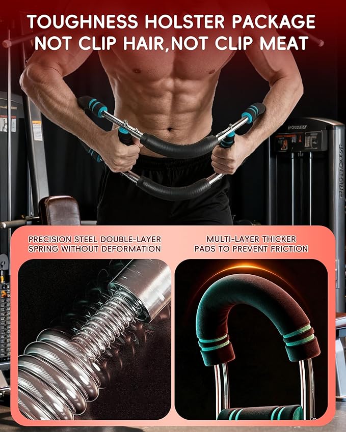 Twister Arm Trainer, 66-170lb Adjustable Chest Workout Equipment Power Twist Arm Trainer, Forearm Strengthener, Portable Spring Resistance for Home Fitness