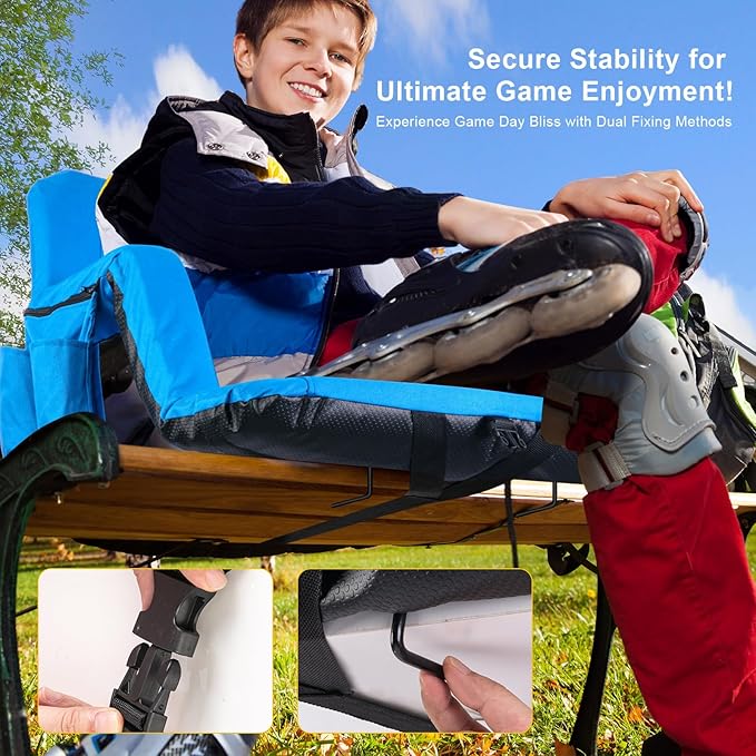 Extra Wide Stadium Seats with Back Support 2 Pack, Bleacher Chairs with Back and Cushion Folding Stadium Chairs, 6 Reclining Positions Waterproof Bleacher Seats (Extra Wide|25" Blue)