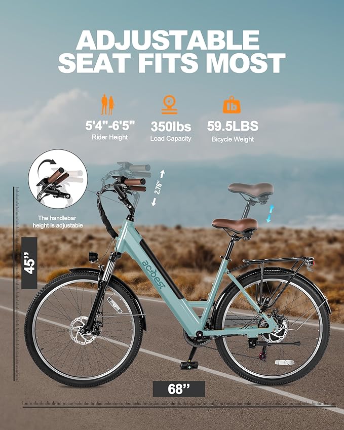 Cores Electric Bike for Adults, 26" Electric Commuter Bike with 1200W Peak Motor, 28MPH 70 Miles Max, 48V 576Wh Removable Battery, 7-Speed City Cruiser Mountain E Bike for Commuting