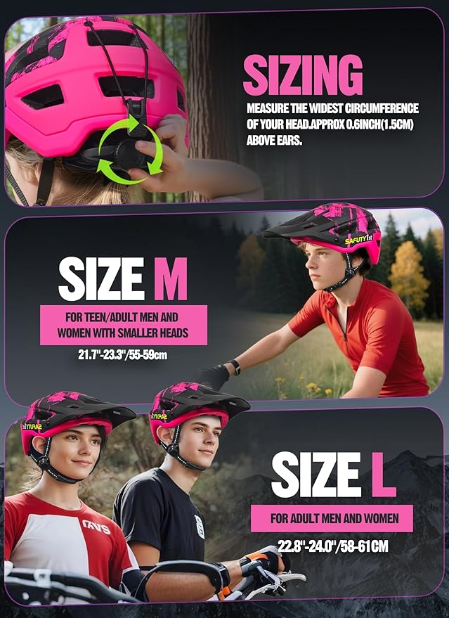 Mountain Bike Helmet for Adults & Youth Lightweight Impact-Resistant with Adjustable Dial & Removable Visor Unisex Helmet for Mountain Biking Bicycle Clcying