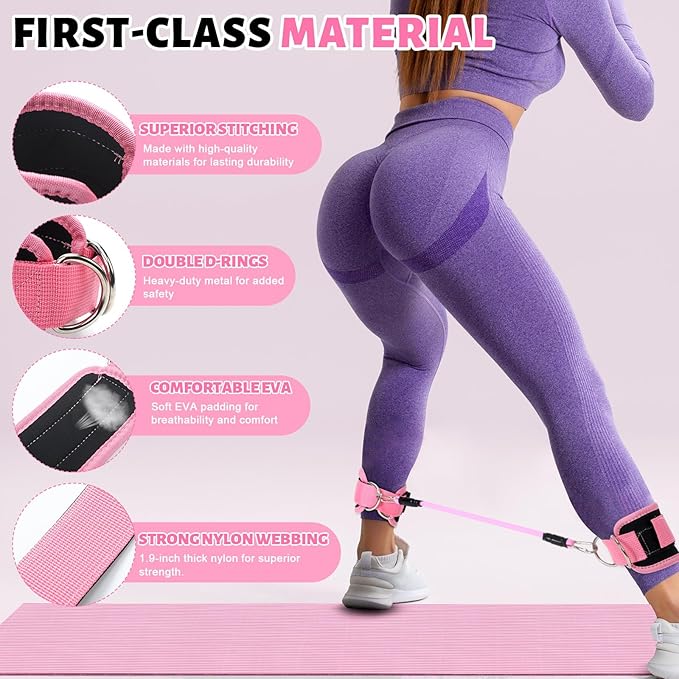 Set of 18 Pilates Ring Essential Kit for Women Pilates Ring and Ball Ankle Resistance Band Yoga Strap Socks Mat Arm Stretcher Latex Tube Gym Back Bag Exercise Equipment for Workout