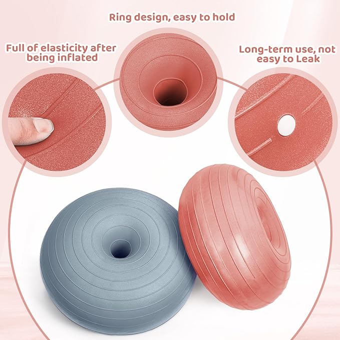 Lewtemi 6 Pcs Flexible Seating for Classroom Elementary 20 Inch Yoga Ball Chairs Large Inflatable Donut Exercise Ball Chair Stability Balance Trainer with Inflator for Kids Student(Boho Color)