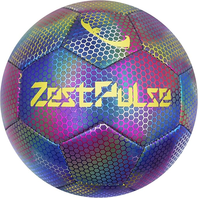 Holographic Reflective Soccer Ball Size 3, 4 & 5 for Kids & Adults, High Visibility for Night Games and Training, Ideal Gift for Boys Girls 8-12