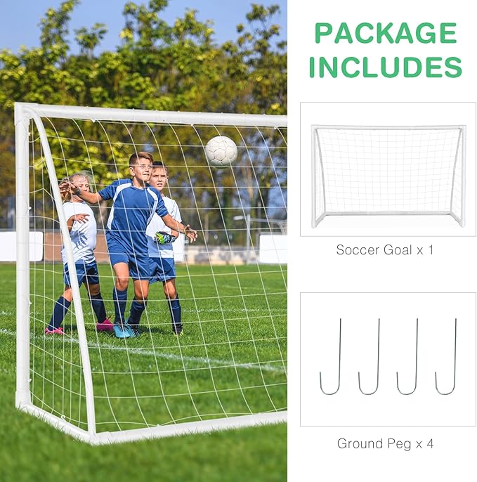 GYMAX Soccer Goal, Soccer Goals for Backyard with All Weather Net, Ground Stake & Zip Ties, Easy Assembly Folding Soccer Frame and Net for Kids School Club Training Practice