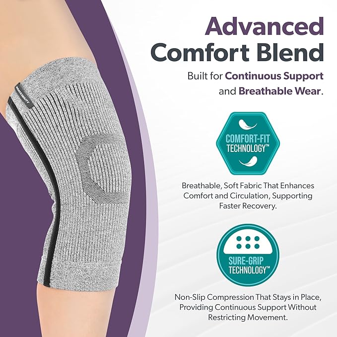 BraceAbility Knee Compression Sleeve - Knit Knee Pain Brace for Men and Women, Arthritis Relief, Meniscus Tear, Running, Workout, Sports, Swelling, Athletic Support for Joint Stability (XS/S Gray)