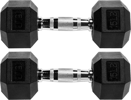 Rubber Coated Hex Dumbbell Weight Sets and Storage Rack, 100LBS Set or 150LBS Set, 5-20 lbs Pairs or 5-25 lbs Pairs