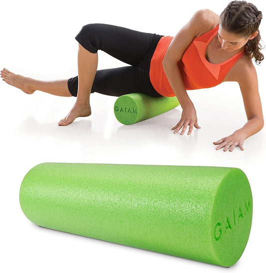 Gaiam Restore Foam Roller for Muscle Massage - Deep Tissue Muscle Massager for Sore Muscles & Stimulation - Total Body Pain Relief, Back, Neck, Foot, Calf, Leg, Arm (18 Inch and 36 Inch)