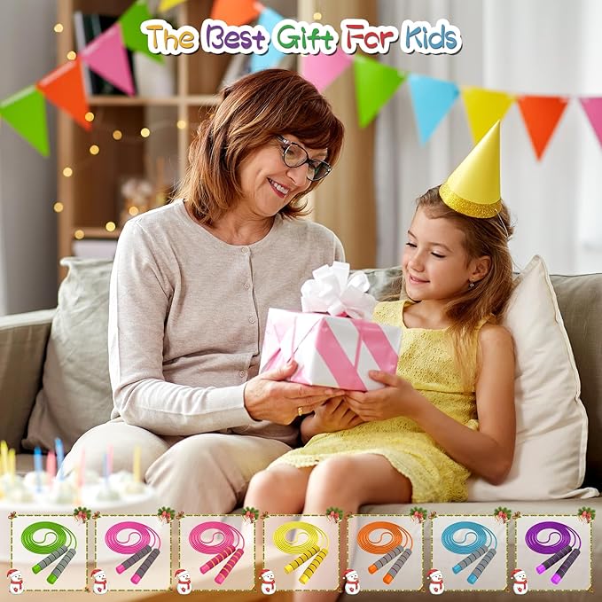 Jump Rope For Kids,Jump Rope Kids,Adjustable Soft Skipping Rope,Toddler Jump Rope With Skin-Friendly Foam Handles For Kids, Boys,Girls,Women, Men,Exercise Activity,Outdoor Fitness