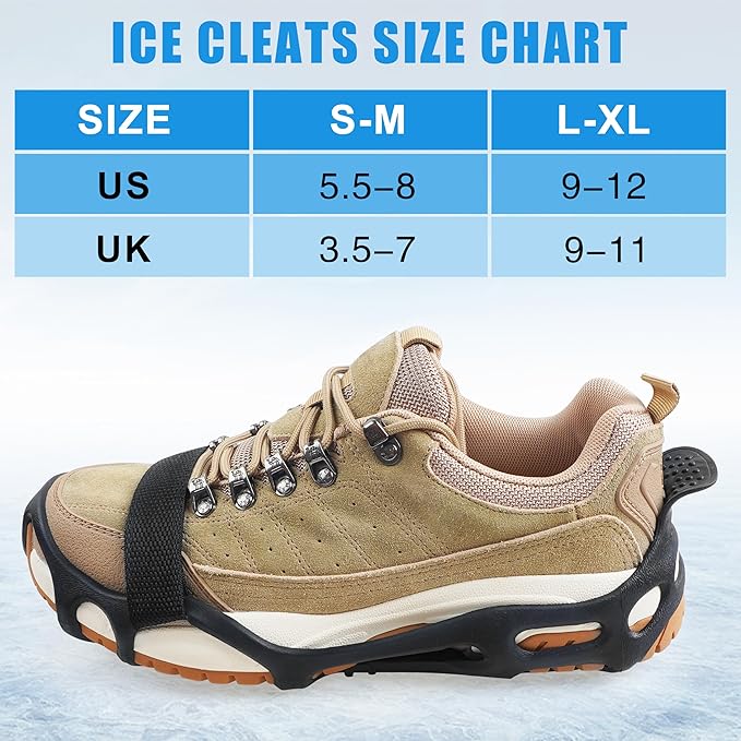 Spikeless Ice Cleats Snow Traction Crampons Anti-Slip Ice Grippers for Shoes and Boots Indoor Slip-On Ice Traction Devices Aids Rubber Footwear for Indoor/Outdoor