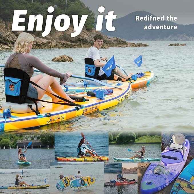 Inflatable SUP Seat with Backrest - Premium Paddle Board Chair for Surfboard, Kayak & Boat, Comfortable Blow Up Seat for Adults & Kids, Lightweight SUP Accessories for Versatile Use