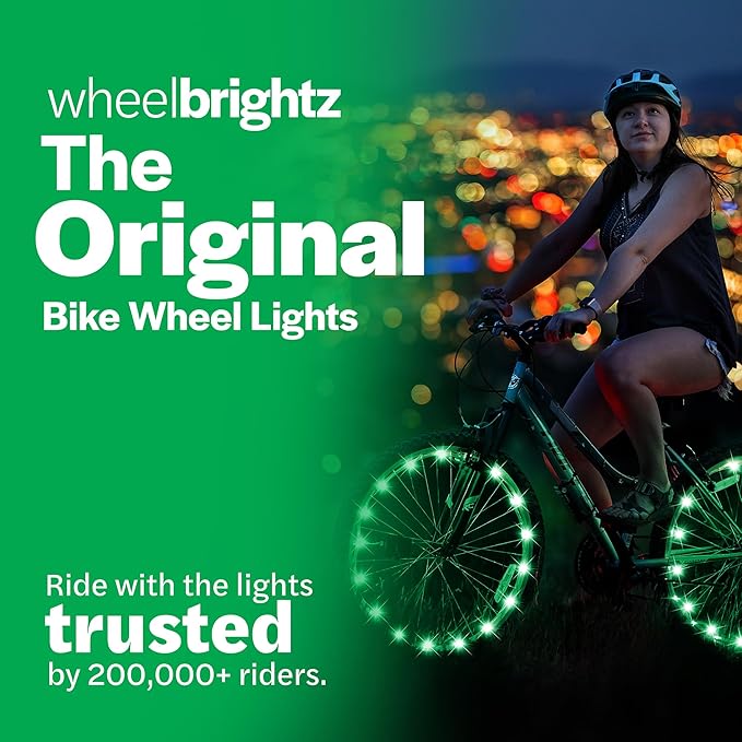 Brightz WheelBrightz LED Bike Wheel Lights - 2025 Edition with Superior Straps & LED-Weatherproof Shield! 14 Colors - Unmatched Durability, Visibility & 48+ Hours of Dazzling Illumination