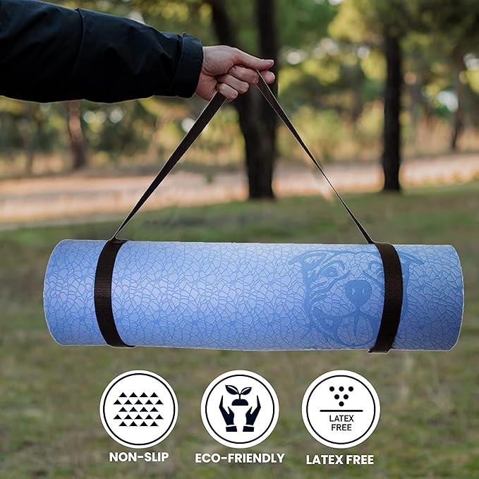 Koa Yoga Mat Essential TPE, Latex-free, Eco-friendly, Non-toxic, Non-slip, thick mat 6' x 2' x 8mm and a Donation to Charity
