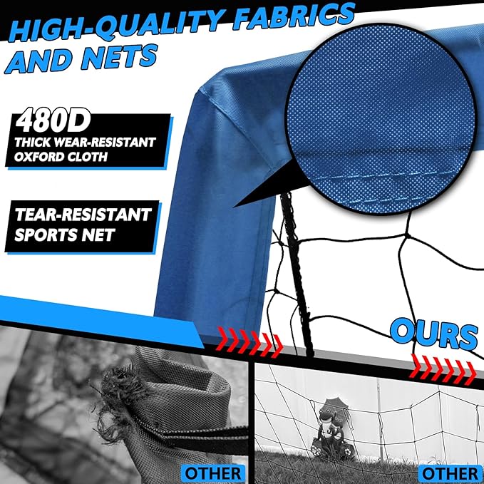 2 of 5×3 6x4 9x5 FT Portable Kids Soccer Goals Set, Foldable Soccer Practice Nets for Backyard with Carrying Bag for Toddler Youth Pop Up Soccer Training Equipment Indoor Outdoor Sports Game Gift
