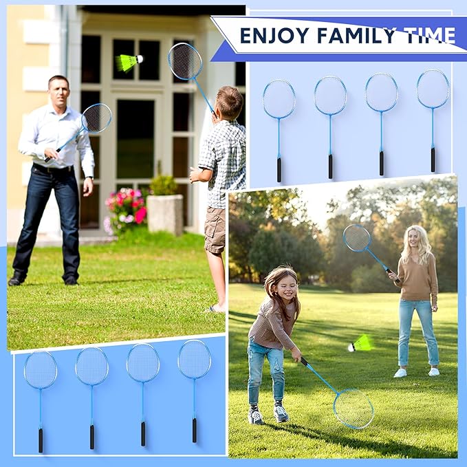 12 Pack Badminton Rackets Set Including Rackets, Nylon Shuttlecocks and Carry Bag for Outdoor Backyard Games Beginners