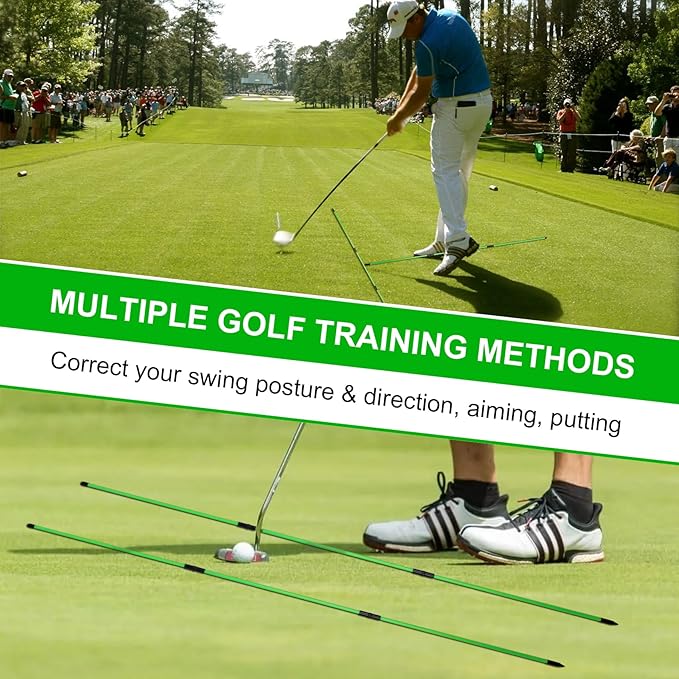 Retractable Golf Swing Training Aid, Click Stick Golf Swing Trainer, Non-Slip Golf Grip, Golf Alignment Sticks & Arm Band, Indoor Outdoor Golf Practice Accessories for Golfers