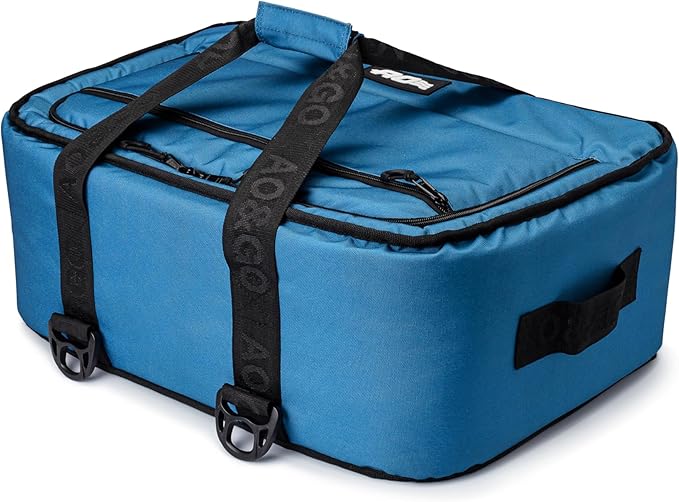 AO Coolers Stow 'n Go Canvas Soft-Sided Cooler, Low Profile and Leak Proof, Insulated for 24-Hour Cold, Ocean Blue, 38-Can