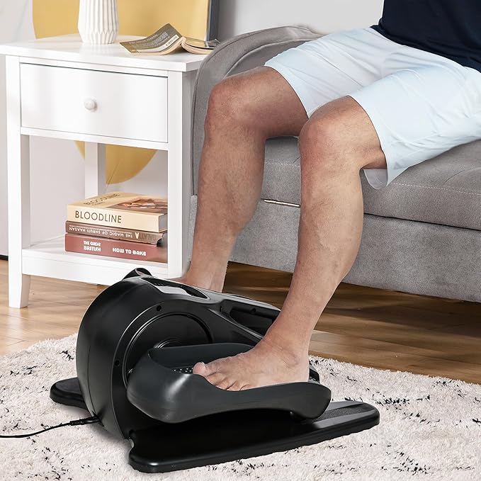 Soozier Under Desk Elliptical Exercise Machine, Powered Ellipse Leg Exerciser, Mini Rehabilitation Bike with Adjustable Speed, Remote & LCD Display for Home & Office
