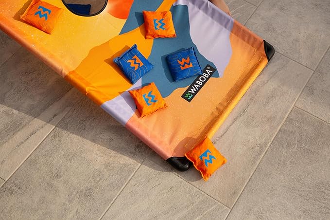 Waboba Portable Cornhole Set, Includes 8 Corn Hole Toss Bags and Travel Bag, Easy Assembly and Take Down