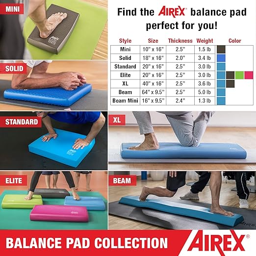 Airex Balance Pad Foam Board Stability Cushion Exercise Trainer for Balance, Stretching, Physical Therapy, Mobility, Rehabilitation and Core Strength Training 16 x 40 x 2.5, Blue