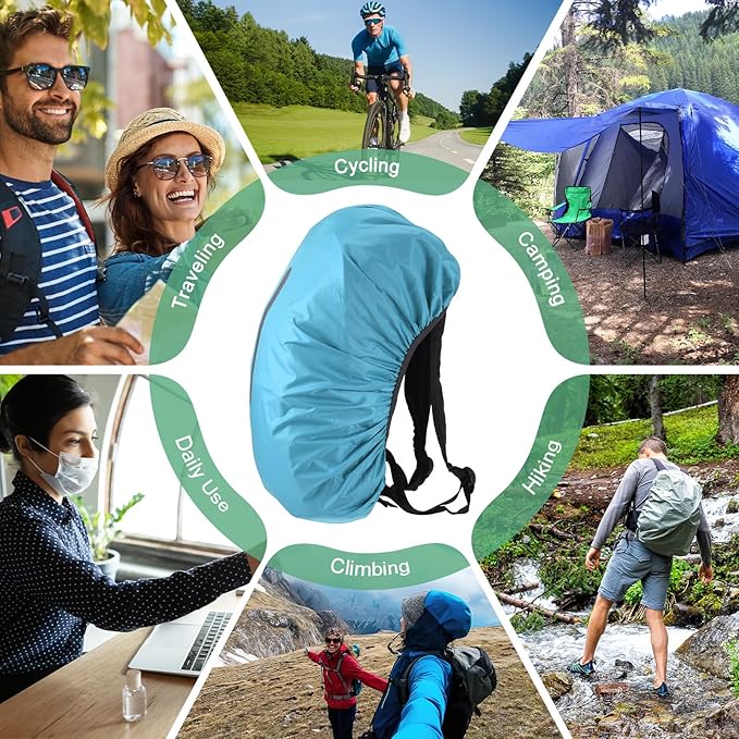 Waterproof Backpack Rain Cover Waterproof Backpack Cover, Bag Rain Cover with A Vertical Reflective Strap for Hiking/Biking/Camping/Outdoor Traveling