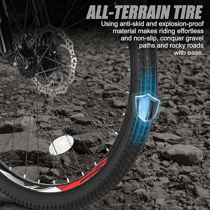 Ktaxon Mountain Bike 24/26/27.5 Inch Men & Women Mountain Bike with 21-Speed Adult Bikes, Double Disc Brake, Suspension Fork and High Carbon Steel Frame