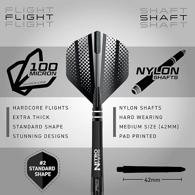 RED DRAGON Razor Edge Black 20g, 22g, 23g, 24g, 26g, 28g Steeltip or 18g Softip Tungsten Darts with Flights and Stems