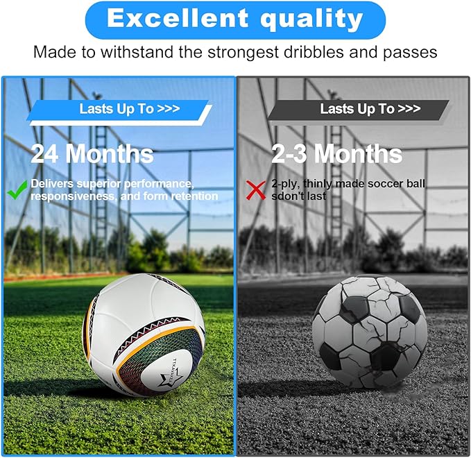 Size 5 Soccer Ball,Waterproof PU Leather,Official Match Ball, Soccer Balls Training,with Pump & Needles