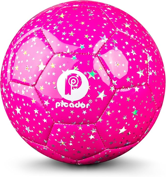 Kids Soccer Ball Size 3 4, Glitter Pink Purple Shiny Toddler Balls for Ages 4-6-8 8-12 Girls Boys Soft Training Ball