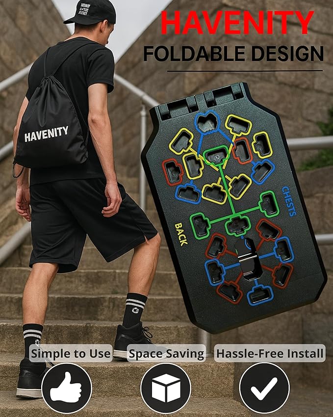 Push Up Board Fitness, Foldable 20 in 1 Push Up Bar at Home Gym, Multi-Functional Pushup Stands for Chest Muscle Exercise, Pushup Stands for Strength Training Portable Exercise Equipment for Men & Women