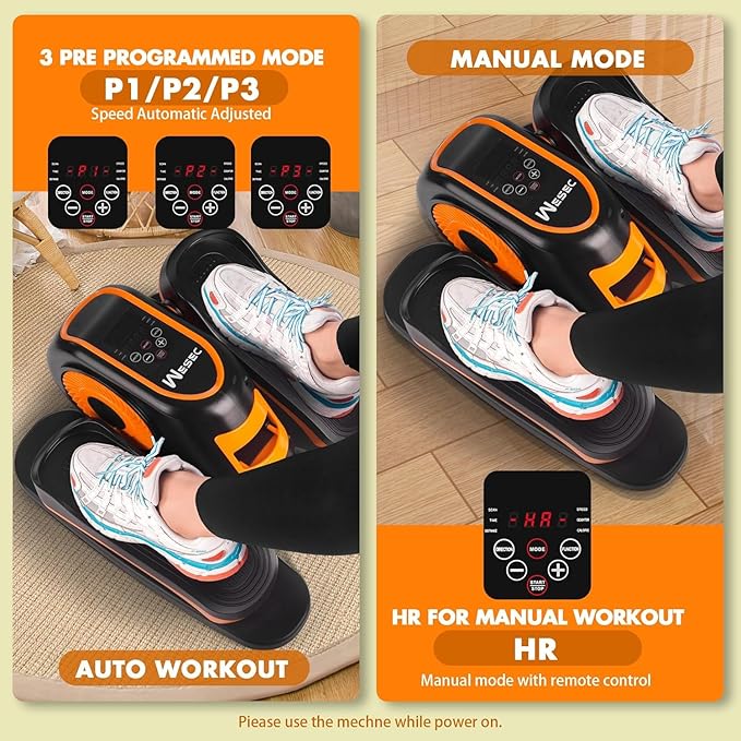 Zakle Under Desk Elliptical Machine, Electric Elliptical Training Machine w/Remote Control, 12 Speed Levels, Quiet Seated Pedal Exerciser for Home Office