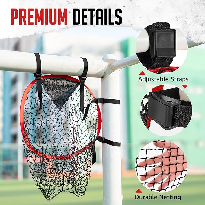 Soccer Goal Target for 2 Pcs, 16-in Top Bins Soccer Target Goal for Corner Shooting Accuracy Training, Easy to Attach and Detachable, Portable Soccer Goal with Carry Bag for Teens and Adults