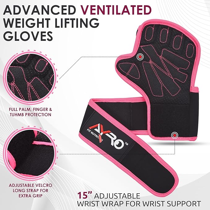 AYRO Workout Gloves for Men & Women – Ventilated Weight Lifting Gloves with Wrist Support - Gym Gloves for Men, Breathable Palm Padding, Non-Slip Grip – Ideal for Gym, Fitness, Cross Training