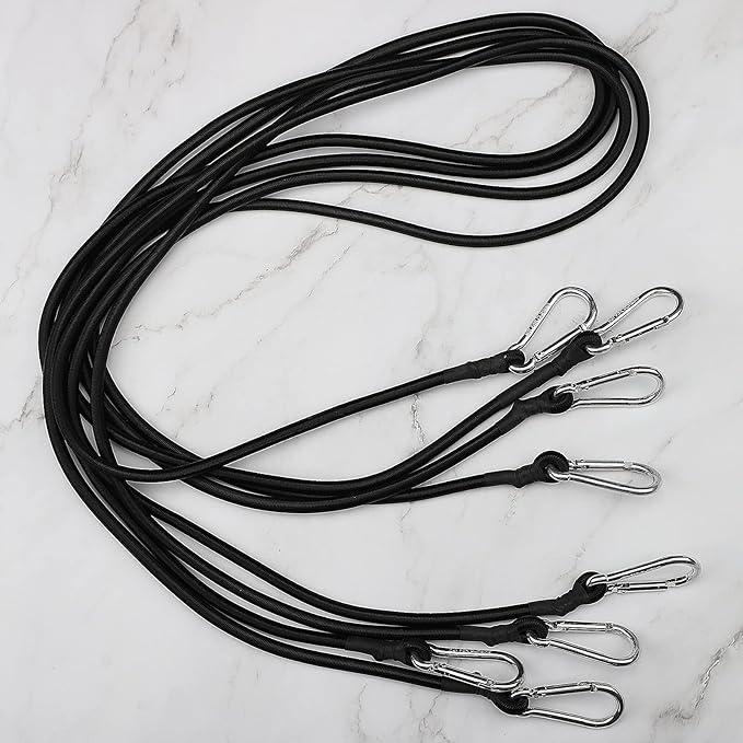 ZHOUBIN 72 Inch Black Bungee Cords with Carabiner Hooks, 4Pcs