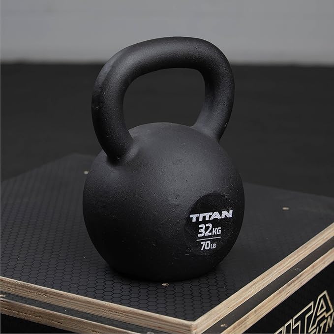 Titan Fitness Cast Iron Kettlebell, Single Piece Casting, KG and LB Markings, Full Body Workout
