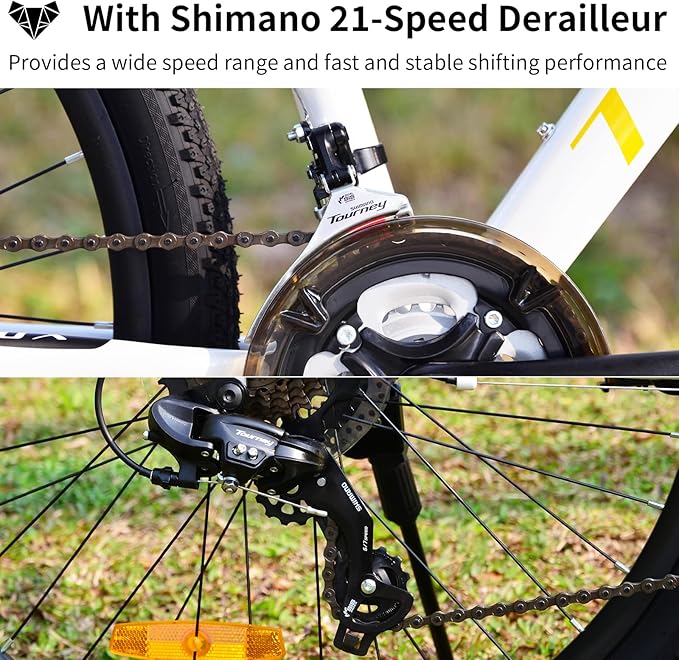 TRIFOX 26 Inch Aluminum Mountain Bike with Shimano 21 Speed,Aircraft-Grade Aluminum Frame,Front Suspension Fork,Dual Disc Brakes,15/17 Inch Internal Cable Routing Frame for Men Women Boys and Girls