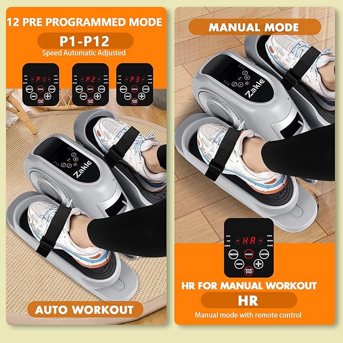 Zakle Under Desk Elliptical Machine, Electric Elliptical Training Machine w/Remote Control, 12 Speed Levels, Quiet Seated Pedal Exerciser for Home Office