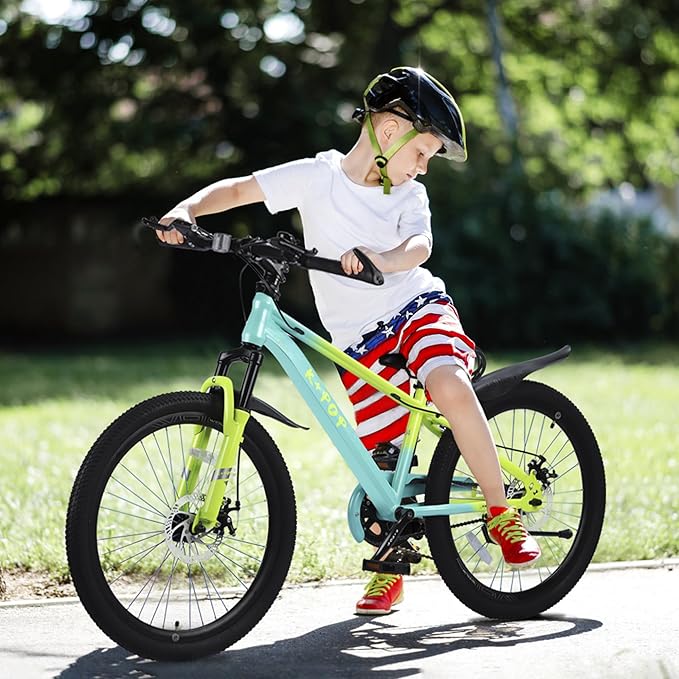 20'' Kids Mountain Bike for 7-10 Years Old Boys Girls, Kids Retro Cruiser Bike Hybrid Kids Bike Carbon Steel/Lightweight Aluminum Frame, Kids' Bicycles for Boys Girls Beginner Level Riders