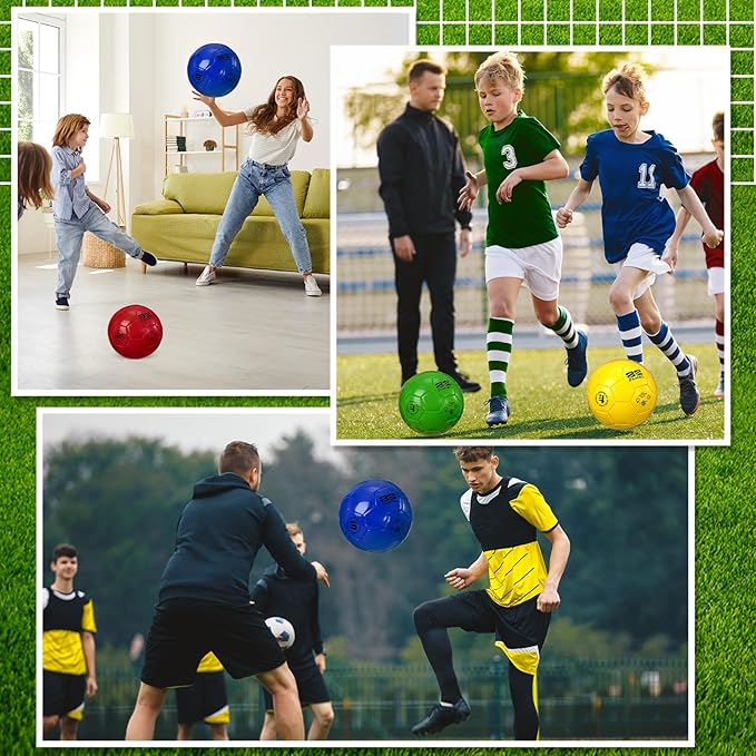 Shappy 4 Pcs Deflated Soccer Balls Bulk with Pump Mesh Bag Operation Christmas Official Size 3 4 5 Indoor Outdoor Colorful Game Sport Gift for Child Adult School
