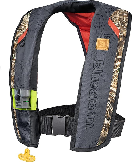 BLUESTORM Stratus 35 Inflatable Life Jacket PFD for Adults | US Coast Guard (USCG) Approved Automatic Self Inflating Life Vest Preserver with Manual Ripcord