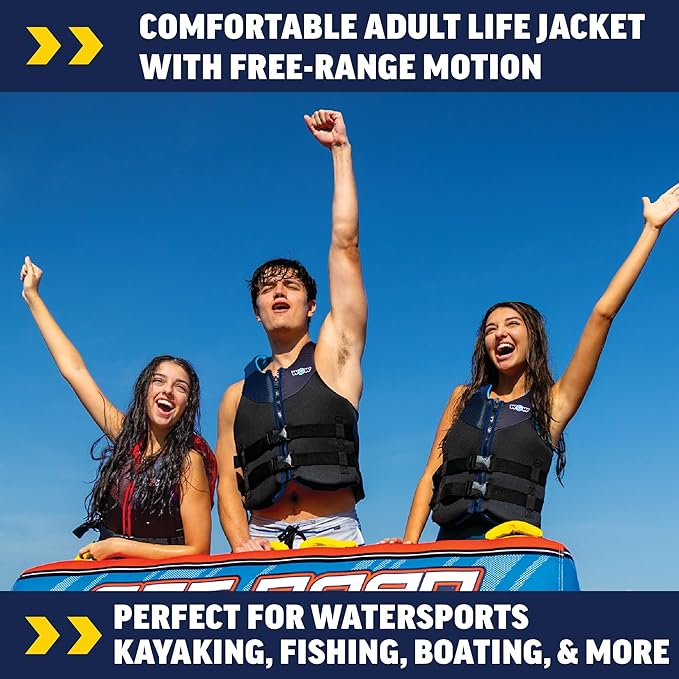 WOW Sports - Red Large/Extra Large Life Jacket - US Coast Guard Approved Life Vest - Fishing, Kyaking, & Boating PFD