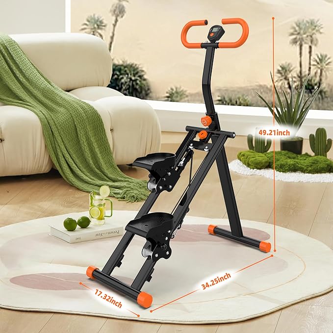 Stair Stepper for Home, Folding Vertical Climber Workout Machine for Full-Body Exercise Stair Stepper with Stable Frame Adjustable Handlebar & Pedals