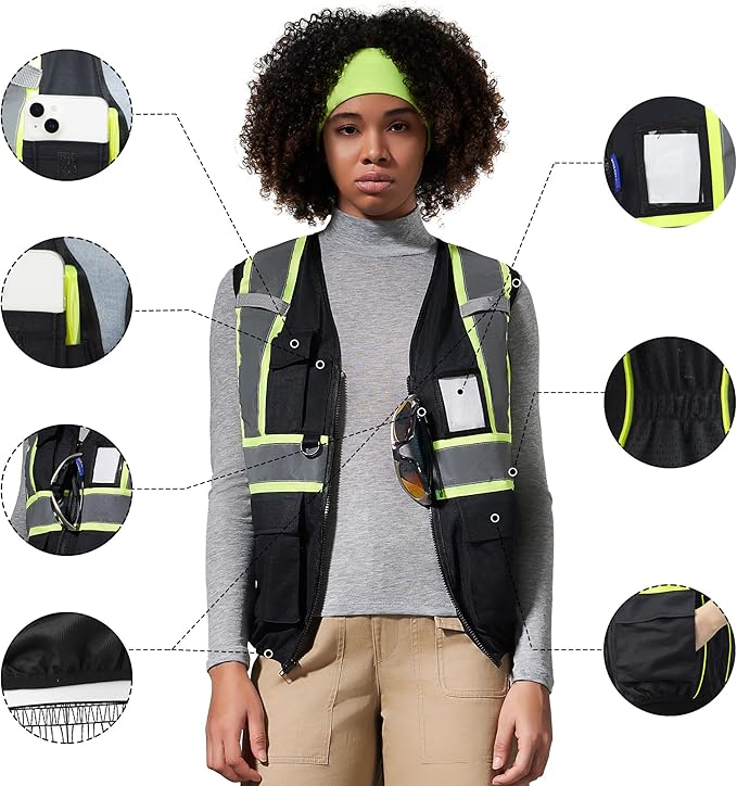 AYKRM 11 color Ladies High Vis Reflective Safety Vest for Women
