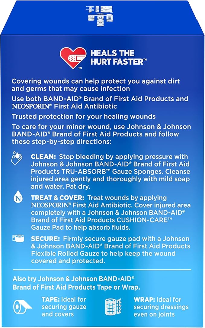 Band-Aid Brand of First Aid Products Flexible Rolled Gauze Dressing for Minor Wound Care, Soft Padding and Instant Absorption, 3 Inches by 2.1 Yards, Value Pack 5 ct